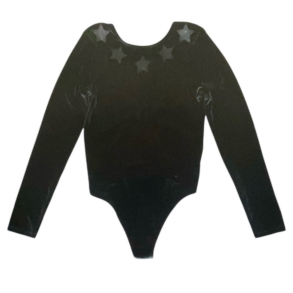 NWT Victoria’s Secret Sport Green Velour Silver Stars Bodysuit Leotard Sz S‎